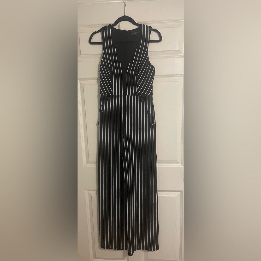 Miss Selfridge black and white jumpsuit with buttons